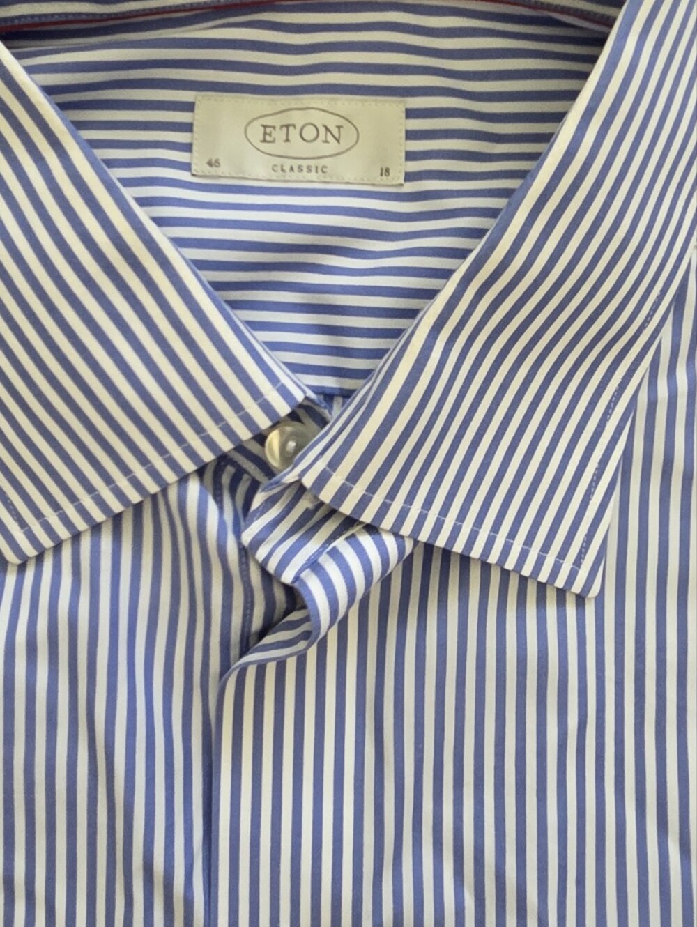 Eton Blue and White Striped Dress Shirt